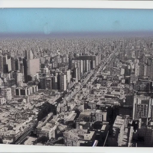 Image similar to a polaroid of the city of Buenos aires in the year 3,512