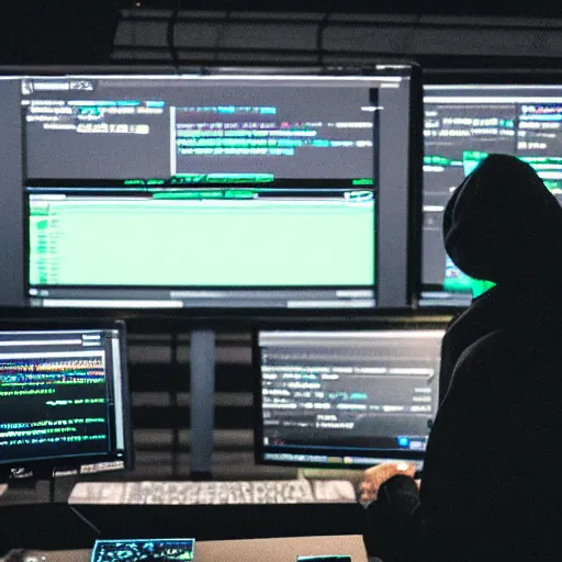 Image similar to low - fi hacker happy at dark mode terminal