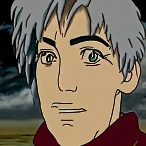 Prompt: frame of george clooney from miyazaki's howl's moving castle