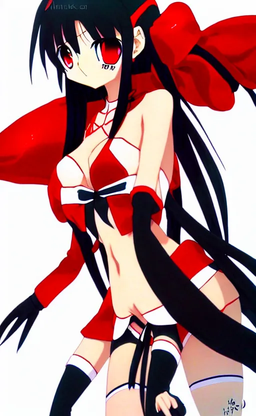 Image similar to anime girl with a detailed face and black hair in a red outfit, full body, trending, illustration, kill la kill style, by hiroyuki imaishi