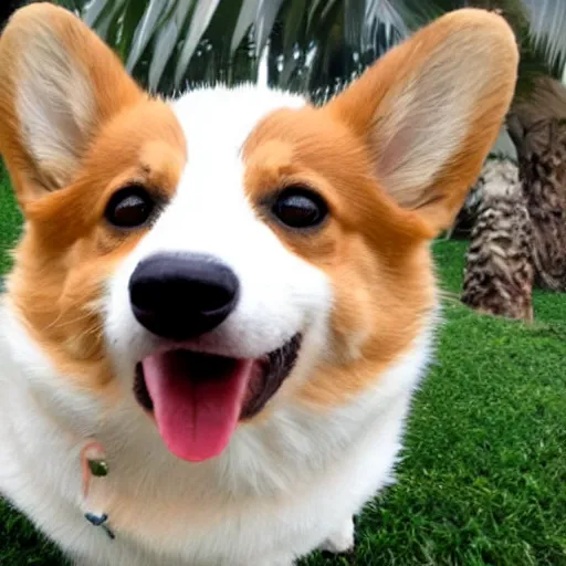 Image similar to corgi in a palm tree