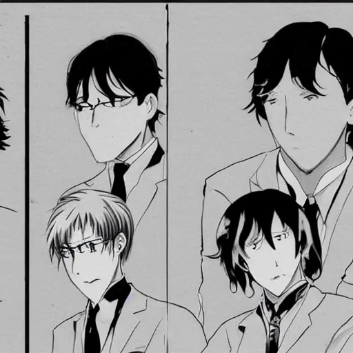 Image similar to Toji Fushiguro, Satoru Gojo, Osamu Dazai, Hirotaka Nifuji, Izumi Miyamura, Hua Cheng