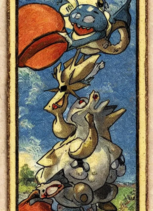 Image similar to a pokemon card from the 1 6 0 0 s