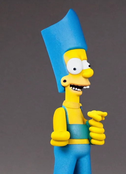 Image similar to bart simpson in business suit, is antique statue.