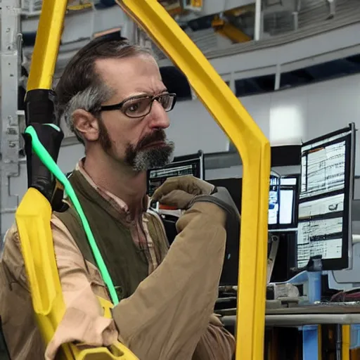 Image similar to a photograph of Gordon Freeman at work at the Large Hadron Collider