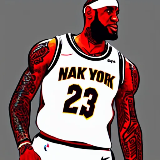 Image similar to Lebron James, digital art, nyc