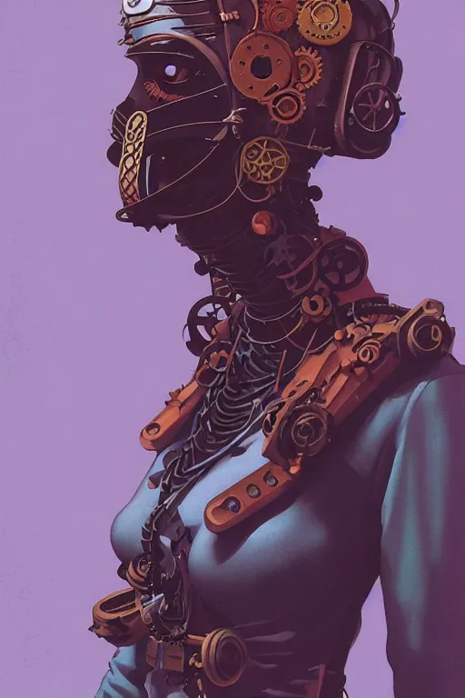 Image similar to sideview fullbody portrait of a steampunk desert empress. by vincent di fate, james jean, dom qwek. inspired by igor goryunov andrei riabovitchev. madmax aesthetics. atmospherical, photorealistic retrofuturist concept art, trending on art station, cinematic, ultra detailed