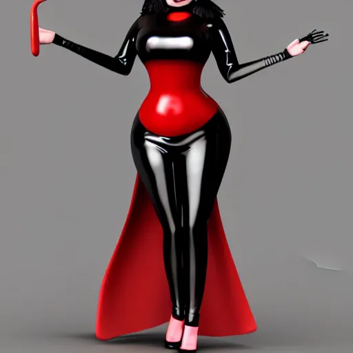 Prompt: curvy feminine hot goth cutie in a sublime elegant polished black latex neck-high floor length outfit with red trim, thin waist, cgsociety, photorealistic, comfy ambience, idealistic, 16k, smooth, sharp focus, trending on ArtStation, volumetric lighting, fully clothed, worksafe