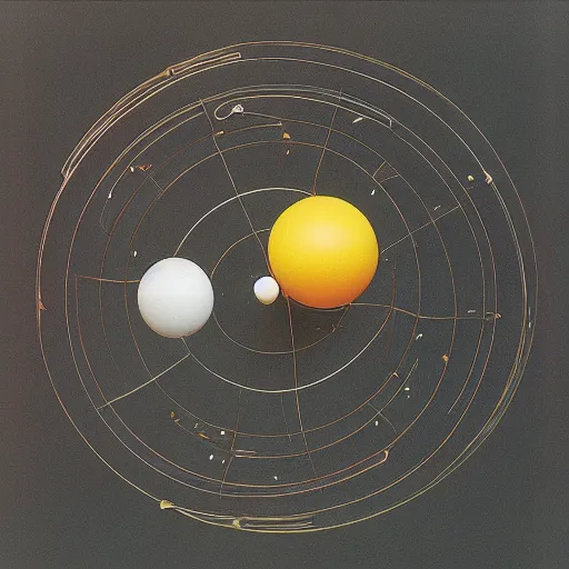 Image similar to a kinetic sculpture of this solar system, sun, orrery, canon 5 d 5 0 mm lens, papier - mache, studio, 1 9 9 9