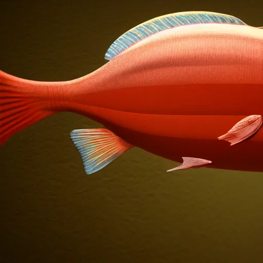 Image similar to 3D rendered aesthetic fish, chromatic material, translucent, high details, 8k, sharp, realistic