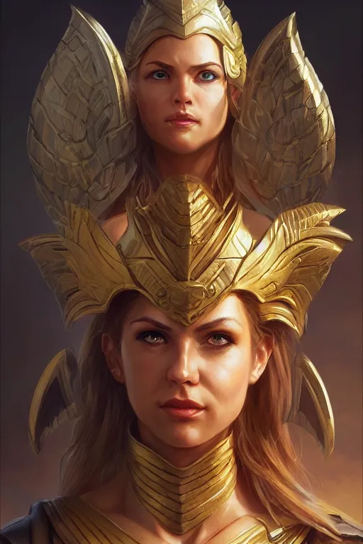 Image similar to amazon valkyrie athena, d & d, fantasy, portrait, highly detailed, headshot, digital painting, trending on artstation, concept art, sharp focus, illustration, art by artgerm and greg rutkowski and magali villeneuve