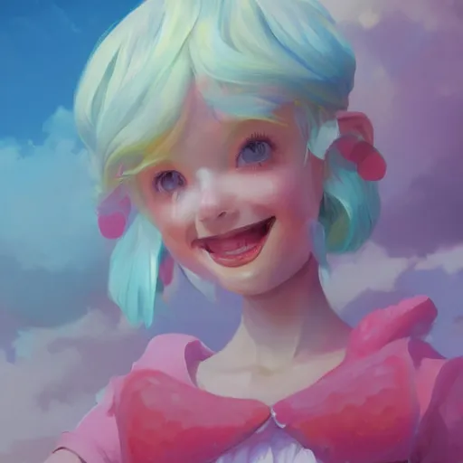 Prompt: painted portrait of a strawberry shortcake, fantastically pastel colors, octane render, matte painting concept art, official fanart behance hd artstation by jesper elsing, by rhads and makoto shinkai and lois van baarle and ilya kuvshinov and rossdraws