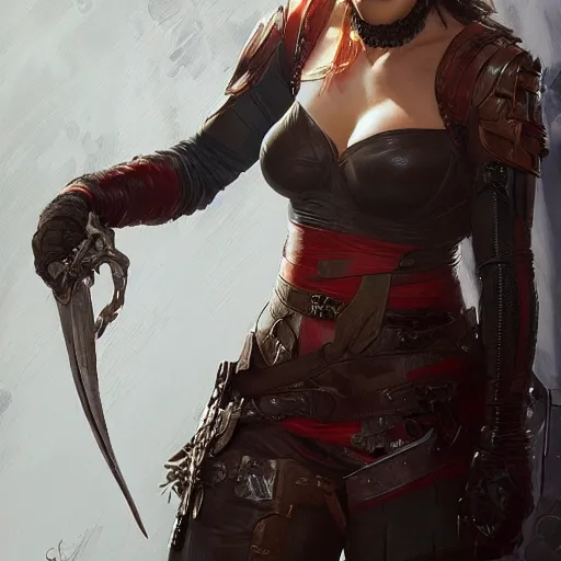 Image similar to scarlett johanson as a rogue, leather armor, d & d, fantasy, intricate, elegant, highly detailed, digital painting, artstation, concept art, matte, sharp focus, illustration, art by greg rutkowski and alphonse mucha