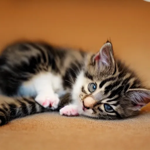 Image similar to a kitten lying on a floor