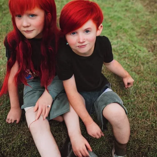 Image similar to photograph of red hair twins boy and girl