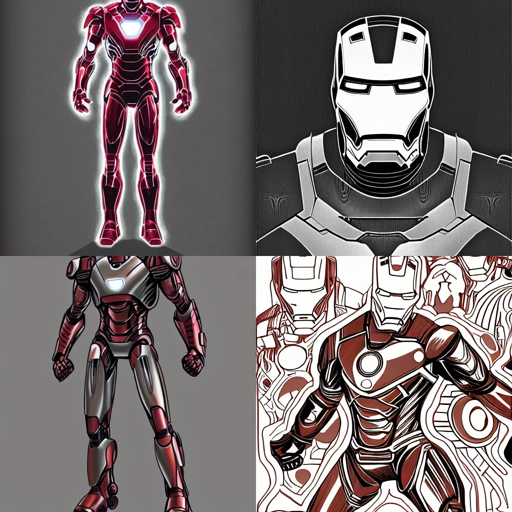 Prompt: iron man, illustration, doodle,