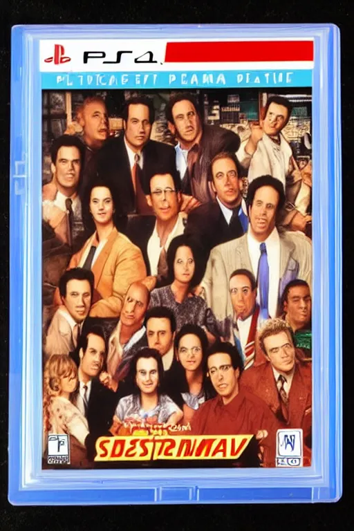 Prompt: Disc case for a Seinfeld PS3 game