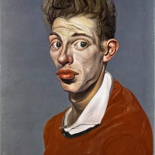 Image similar to portrait of a young man in his 3 0 s, by lucian freud, francis bacon
