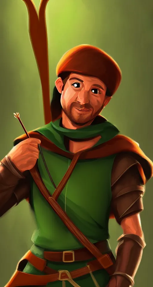 Image similar to a concept art digital painting of robin Hood