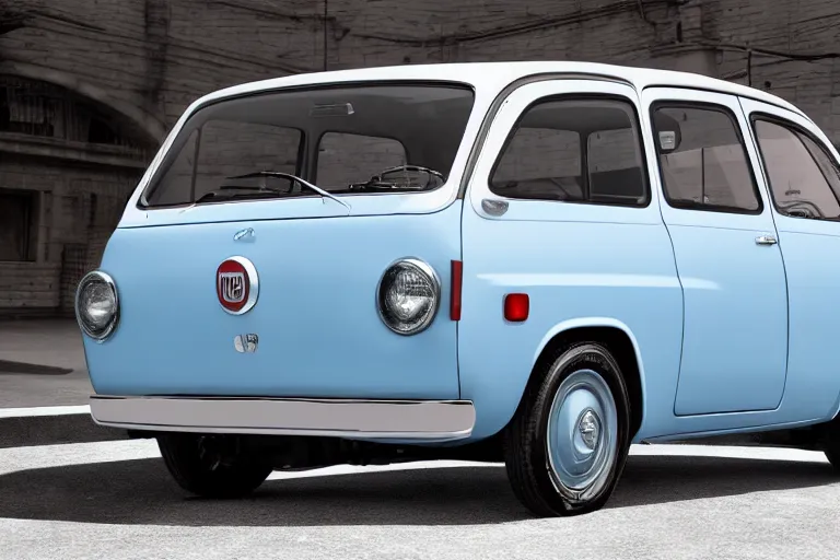 Prompt: A picture of the 2022 redesigned fiat 600 retro style, 4k, high resolution, intricate detail, car photography