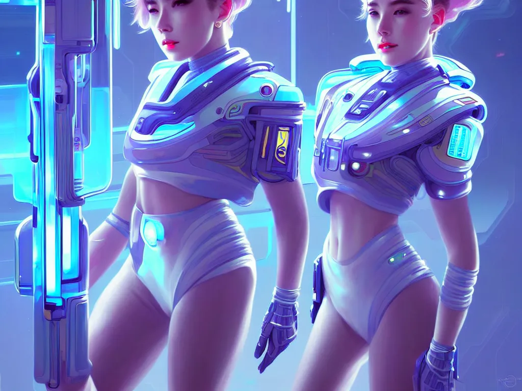 Image similar to portrait futuristic planet uranus police uniform female, in a future huge spaceship internal, neon light, ssci - fi and fantasy, intricate and very very beautiful and elegant, highly detailed, digital painting, artstation, concept art, smooth and sharp focus, illustration, art by tan zi and ayanamikodon and alphonse mucha and wlop