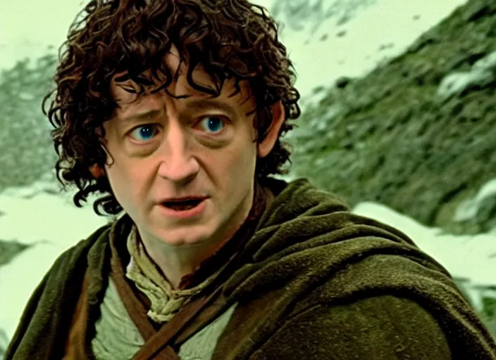 Image similar to film still of bernie sanders as frodo in lord of the rings movie, 8 k