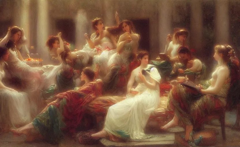 Image similar to roman lan party by pierre auguste cot and delphin enjolras and daniel f. gerhartz