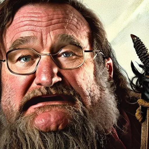 Prompt: Robin Williams playing Hagrid in Harry Potter, screenshot