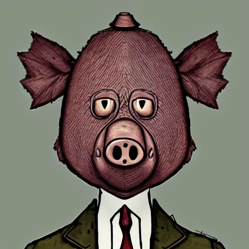 Image similar to anthropomorphic pig from rusty lake : roots ( 2 0 1 6 videogame ), very detailed face