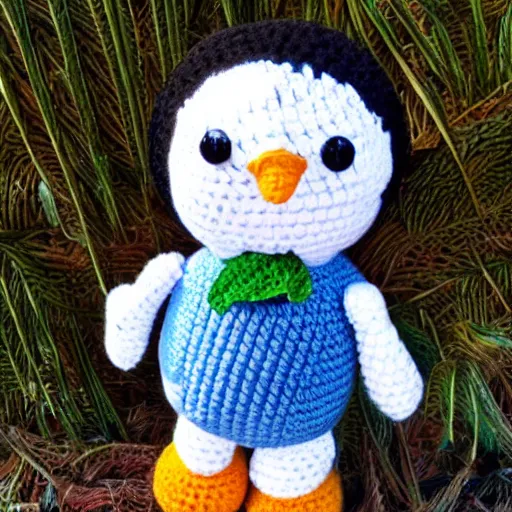 Image similar to crocheted penguin doll,