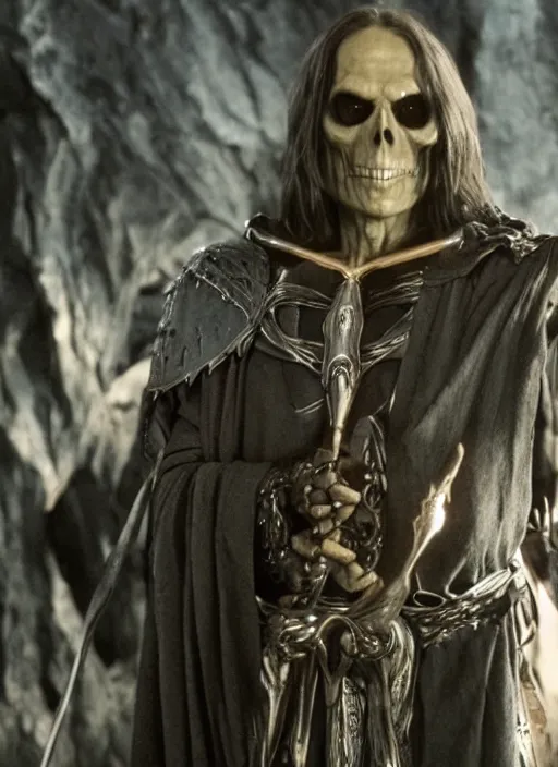 Image similar to movie still of skeletor as aragorn in lord of the rings, 8 k, hd