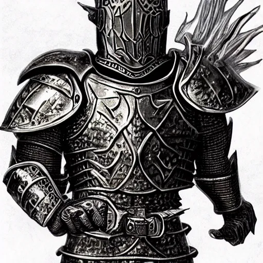Prompt: knight full body portrait, metal knight armor, high detail, high quality, by kentaro miura