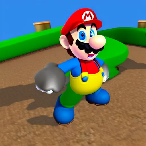 Prompt: super mario 6 4 high quality textures, high poly, 3 d