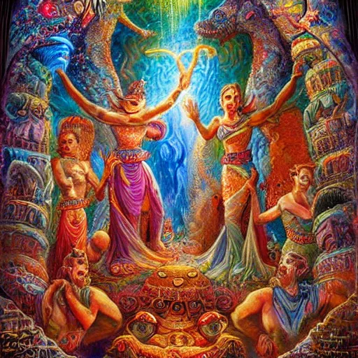 Prompt: disasterpiece mesmerizing sanctum of the most disturbing and beautiful truth, relief of Akkadian origin, in the style of Jeff Easley, Josephine Wall, Ken Kelly, – W 1024