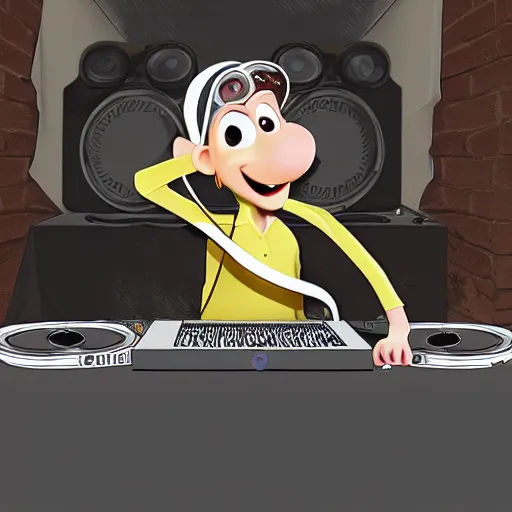 Image similar to ratatouille as a dj in bushwick, digital art