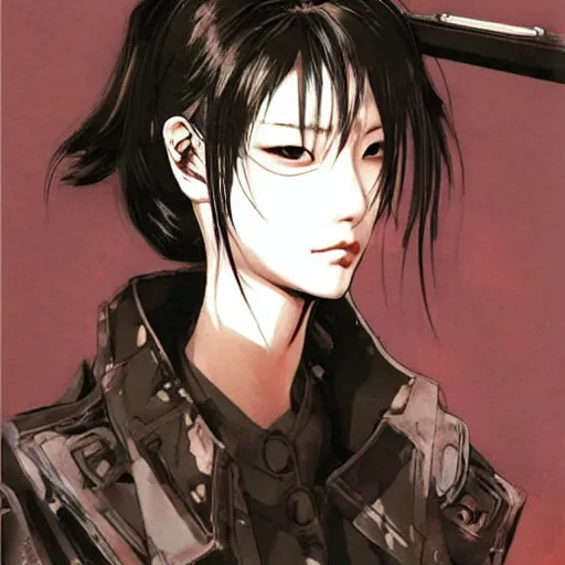 Prompt: beautiful korean woman wearing an eyepatch, yoji shinkawa