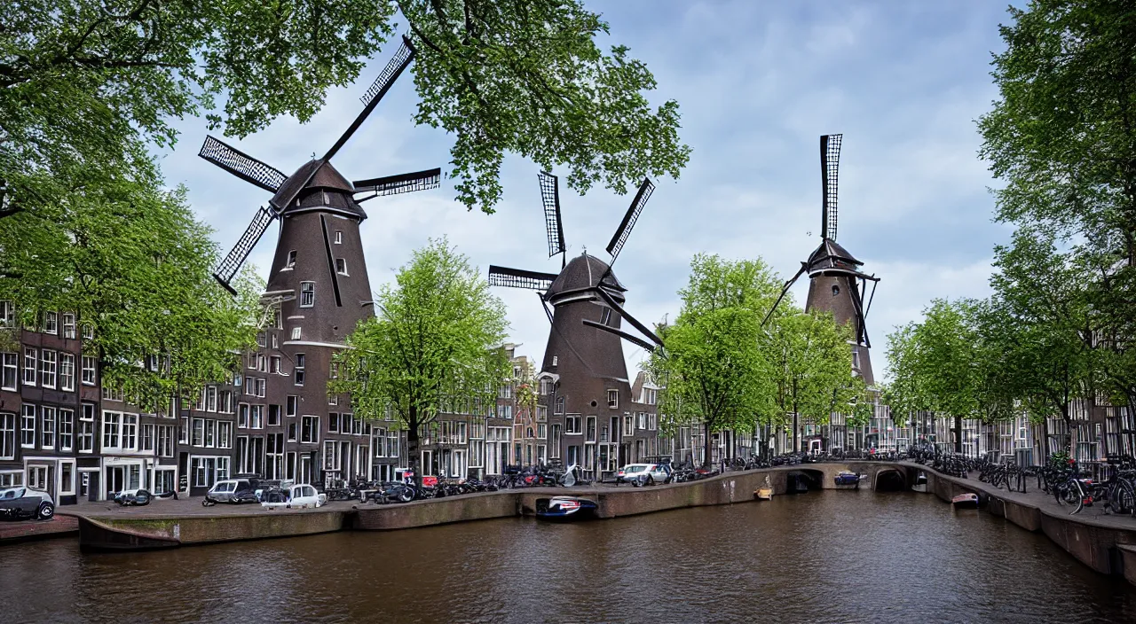 Image similar to a windmill in old amsterdam