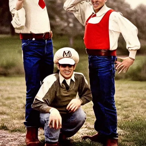 Image similar to a photograph of the mario brothers taken when they were in high school