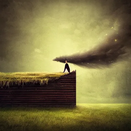 Prompt: A beautiful conceptual art. I was born in a house with a million rooms, built on a small, airless world on the edge of an empire of light and commerce. by Caras Ionut quiet, defined