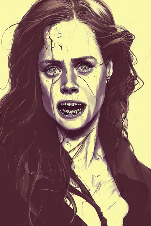 Image similar to amy adams in sleepy hollow, full body, big two toned eyes, teeth gritted, horror, intricate details, cinematic, epic, realistic, anatomy, tomer hanuka, uplight, artstation, photorealistic, scary