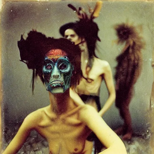 Image similar to kodak portra 4 0 0, wetplate, photo of a surreal artsy dream scene, horror, animal, carneval, grotesque, photographed by paolo roversi style