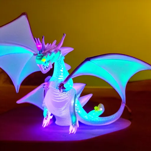 Prompt: a translucent bioluminescent dragon