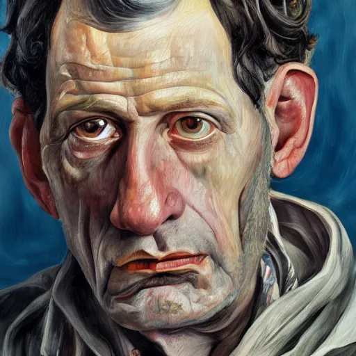 Image similar to high quality high detail painting by lucian freud, hd, balon greyjoy