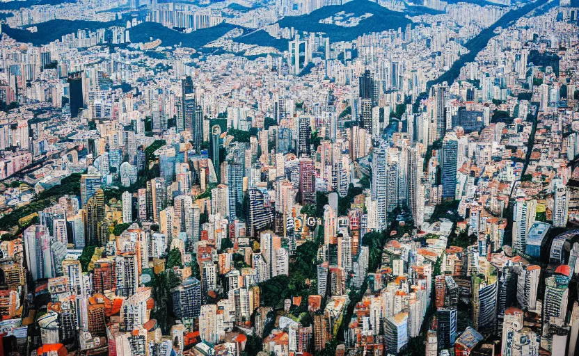 Prompt: award winning overhead view photo of the city of sao paulo, tilt shift photography