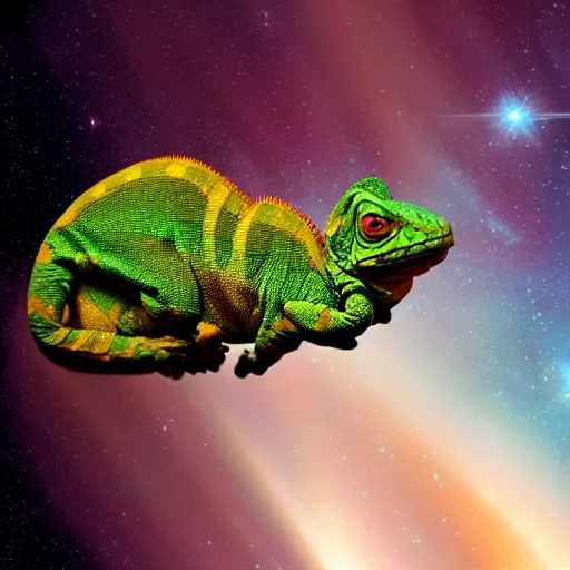 Image similar to a cameleon in space.