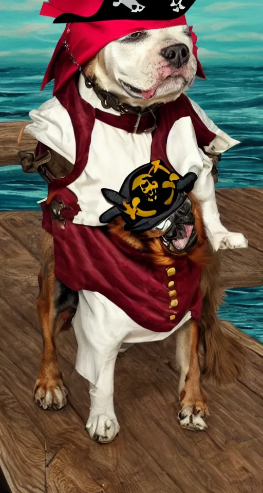 Image similar to a dog dressed as a pirate art by Stan Lee