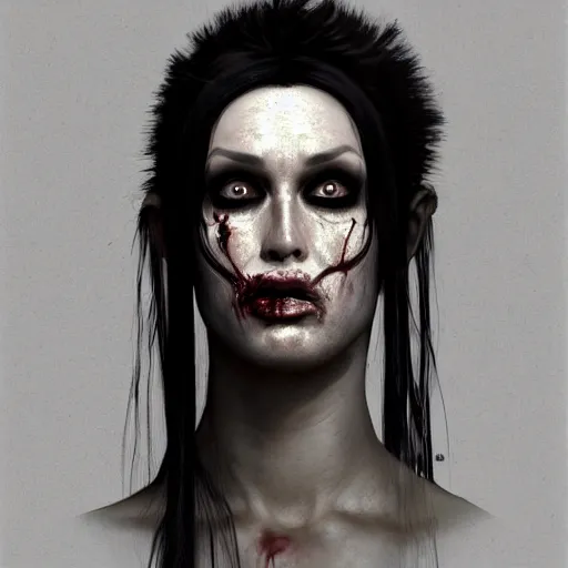 Image similar to portrait of young pete burns as a zombie with cuts on his face, 7 days to die zombie, fine art, award winning, intricate, elegant, sharp focus, cinematic lighting, highly detailed, digital painting, 8 k concept art, art by guweiz and z. w. gu, masterpiece, trending on artstation, 8 k