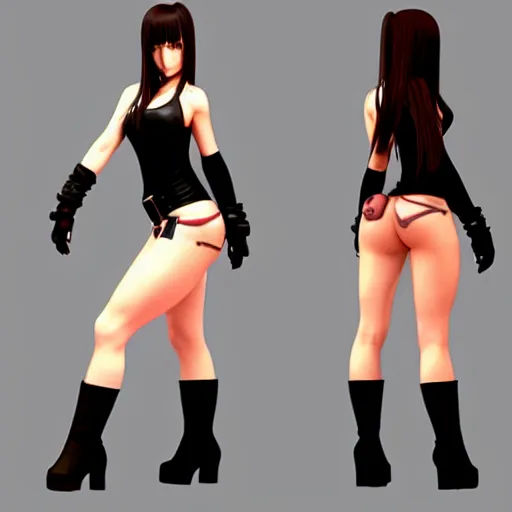 Image similar to full body concept of tifa lockhart, trending on artstation