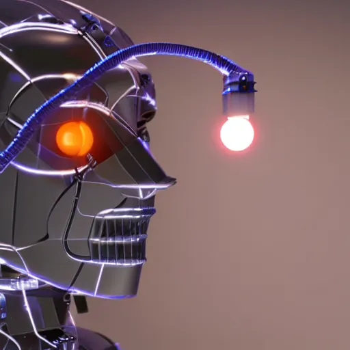 Image similar to humanoid robot with visible wires circuit boards small lights, 4 k, ray tracing, gunther von hagen