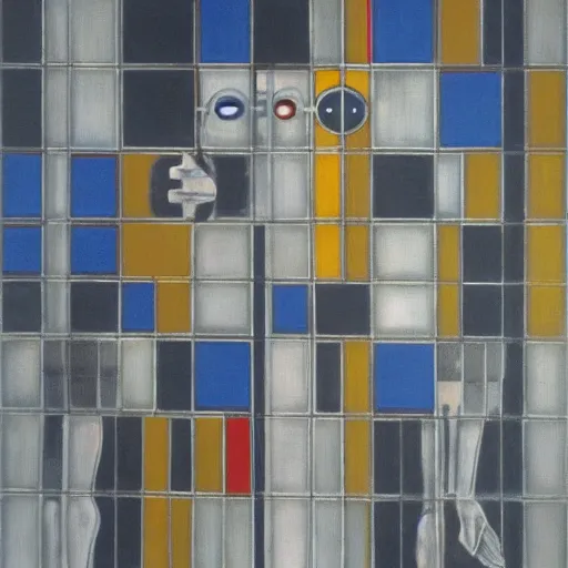 Prompt: cyborgs by piet mondrian